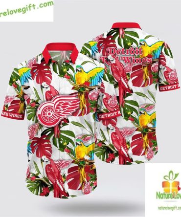 Detroit Red Wings Tropical Parrot Hawaiian Shirt Summer Lv Vsi2J6Al