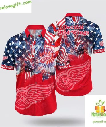 Detroit Red Wings Hawaiian Shirt 4Th Of July Summer Aloha Shirt