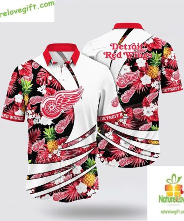 Detroit Red Wings Hawaiian Shirt Pineapple Summer Design