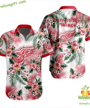 Detroit Red Wings Hawaiian Shirt Tropical Hockey Button Up Lv228B6Ee163B65Ed8