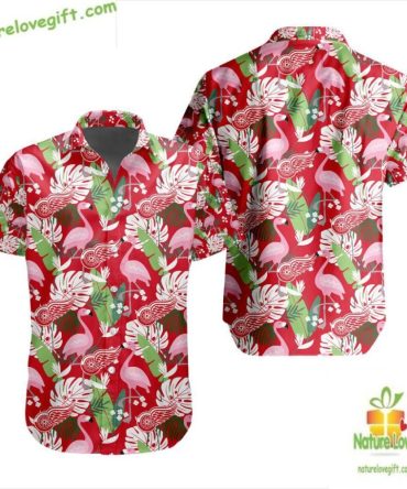 Detroit Red Wings Hawaiian Shirt Flamingo Button Up Lv6A6B28F807C76Fc1