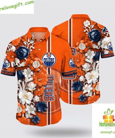 Edmonton Oilers Hawaiian Shirt Tropical Floral Summer Aloha Shirt