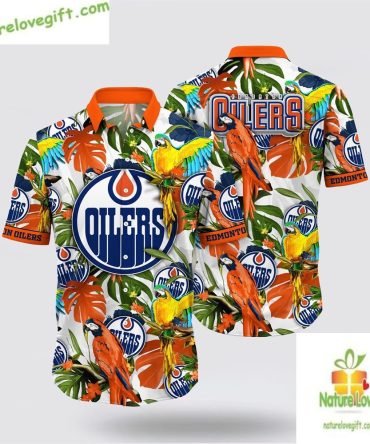 Edmonton Oilers Hawaiian Shirt Tropical Parrot Summer Fan Gear