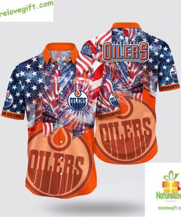 Edmonton Oilers Hawaiian Shirt 4Th Of July Summer Aloha Shirt