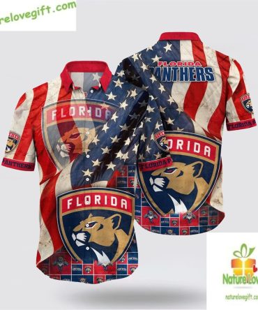 Florida Panthers Hawaiian Shirt American Flag Aloha Shirt For Summer