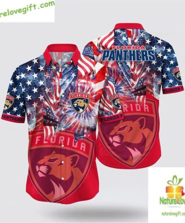 Florida Panthers Hawaiian Shirt 4Th Of July Aloha Shirt Summer