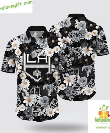 Los Angeles Kings Hawaiian Shirt Tropical Begonia Flower Design