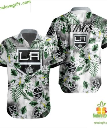 Los Angeles Kings Hockey Hawaiian Shirt Tropical Button Up