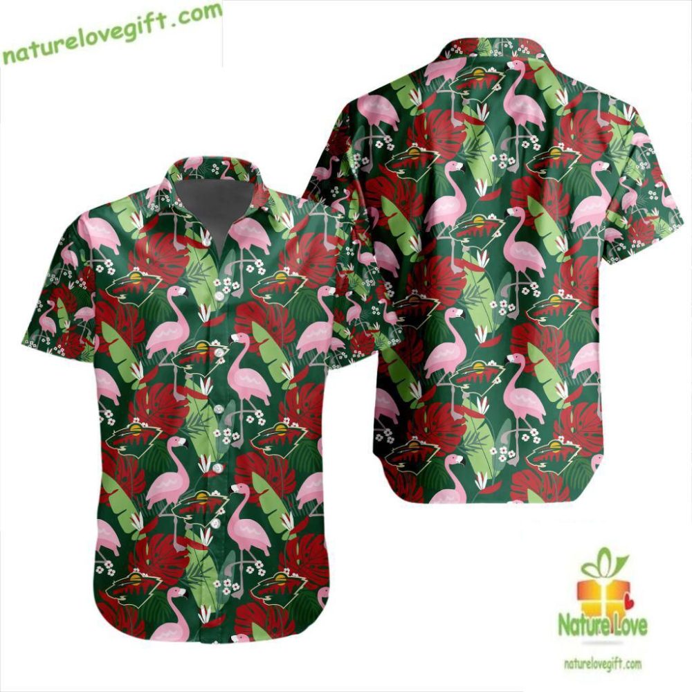 Minnesota Wild Hawaiian Shirt Flamingo Button Up Lv19E422055