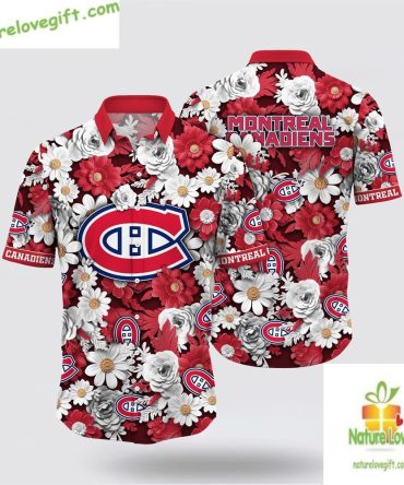 Montreal Canadiens Hawaiian Shirt Tropical Begonia Flower Design