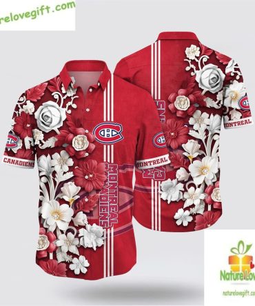 Montreal Canadiens Hawaiian Shirt Tropical Floral Hockey Fan Gift