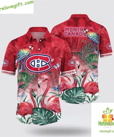 Montreal Canadiens Hawaiian Shirt Tropical Parrot Flamingo Print