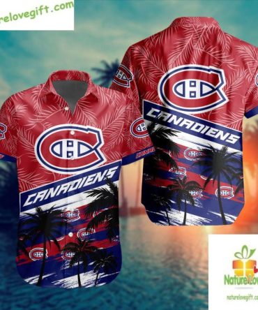 Montreal Canadiens Hawaiian Shirt Palm Tree Button Up Aloha Shirt