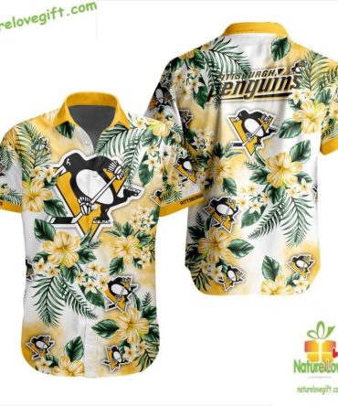 Pittsburgh Penguins Hawaiian Shirt Tropical Hockey Button Up Shirt