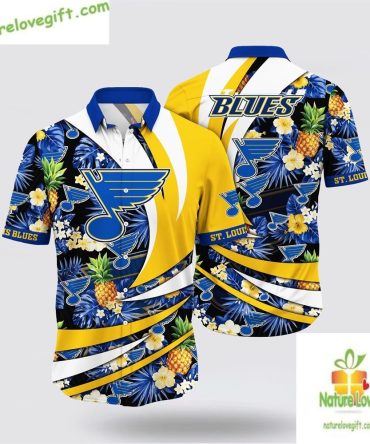 St Louis Blues Hawaiian Shirt Tropical Pineapple Aloha Shirt