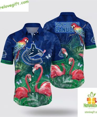 Vancouver Canucks Tropical Shirt Parrot Flamingo Hawaiian Design