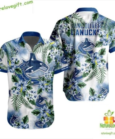 Vancouver Canucks Hawaiian Shirt Hockey Tropical Button Up Aloha Shirt
