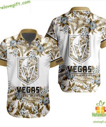 Vegas Golden Knights Hawaiian Shirt Tropical Floral Design