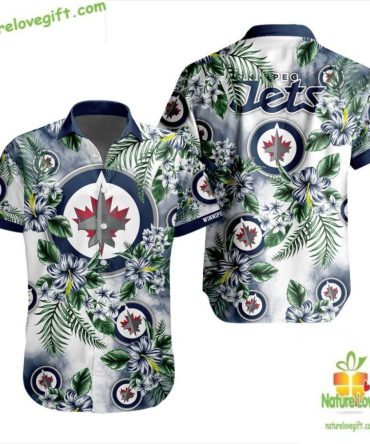 Winnipeg Jets Hawaiian Shirt Tropical Hockey Button Up Aloha Shirt