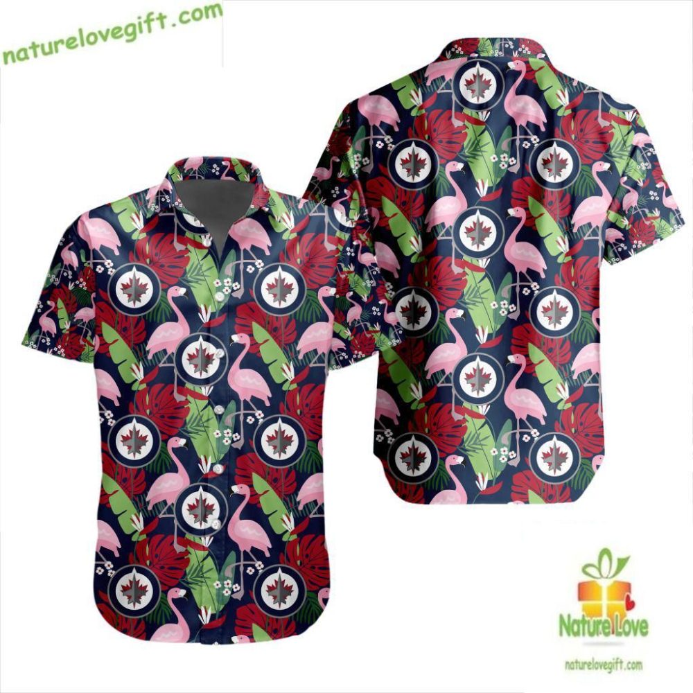 Winnipeg Jets Hawaiian Shirt Flamingo Button Down Nhl