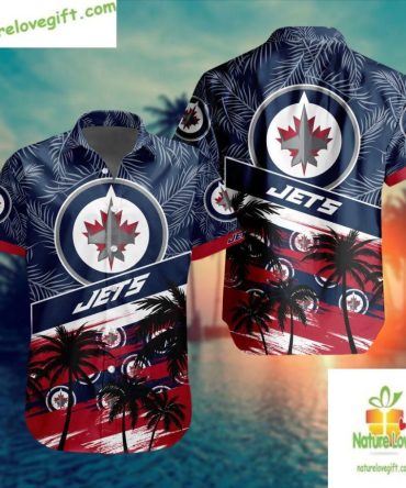 Winnipeg Jets Hawaiian Shirt Nhl Palm Tree Button Up