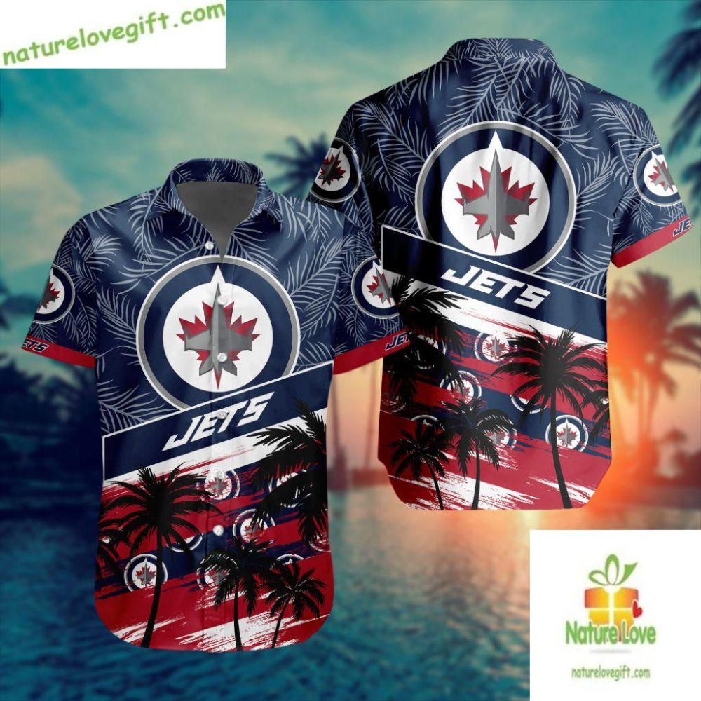 Winnipeg Jets Hawaiian Shirt Nhl Palm Tree Button Up