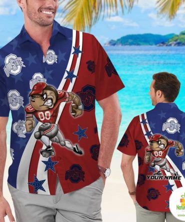 Ohio State Buckeyes Hawaiian Shirt Personalized Aloha Flag Design