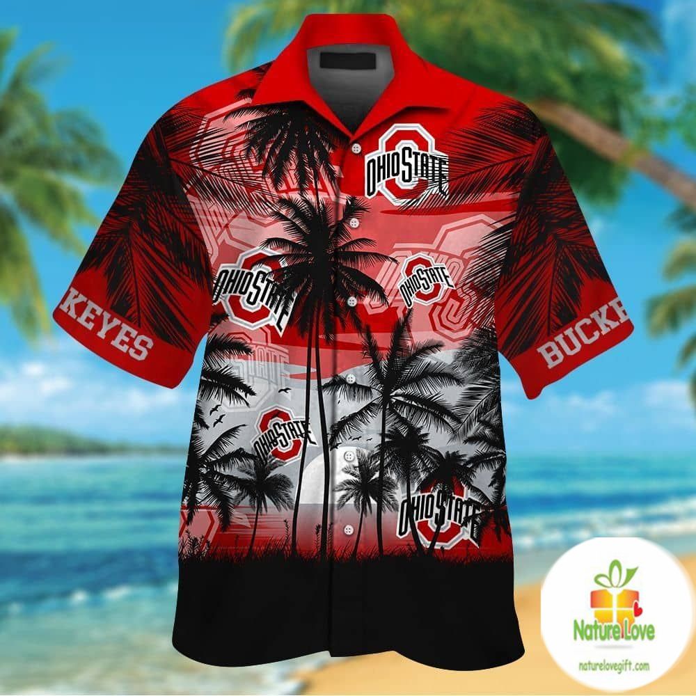 Ohio State Buckeyes Hawaiian Shirt Tropical Aloha Button Up