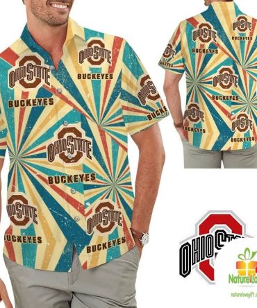 Ohio State Buckeyes Vintage Hawaiian Shirt Aloha Tropical Shirts