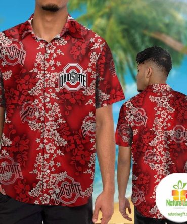 Ohio State Buckeyes Hawaiian Shirt Tropical Aloha Button Up Shirts For Fans