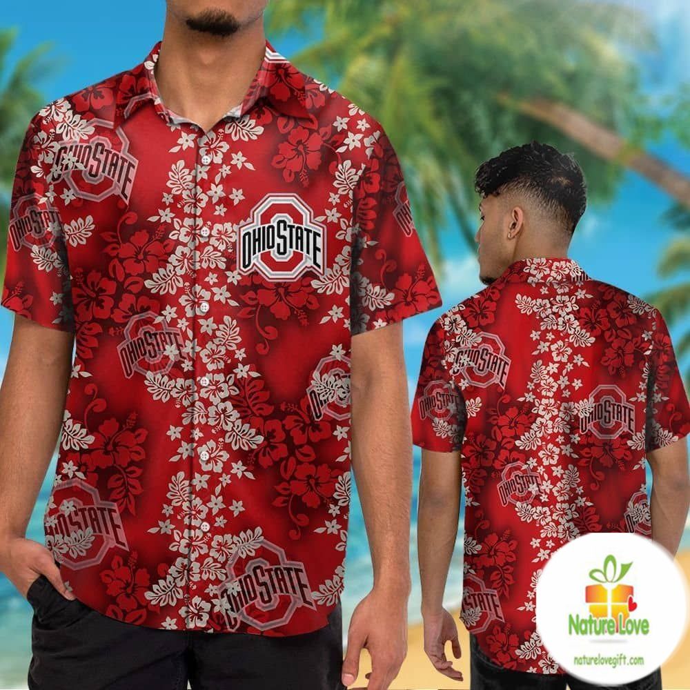 Ohio State Buckeyes Hawaiian Shirt Tropical Aloha Button Up Shirts For Fans