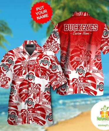 Ohio State Buckeyes Hawaiian Shirt Tropical Aloha Button Up Ver02