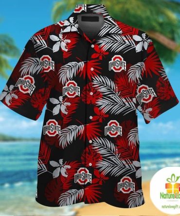 Ohio State Buckeyes Hawaiian Shirt Tropical Aloha Button Up Shirts