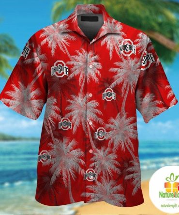 Ohio State Buckeyes Hawaiian Shirt Tropical Short Sleeve Button Up