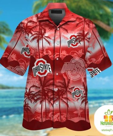 Ohio State Buckeyes Hawaiian Shirt Tropical Aloha Button Up Ver08