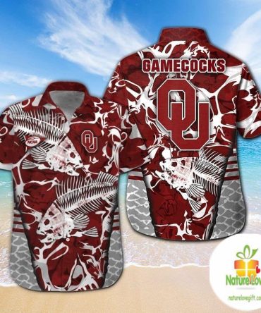 Oklahoma Sooners Hawaiian Shirt Fishing Short Sleeve Button Up