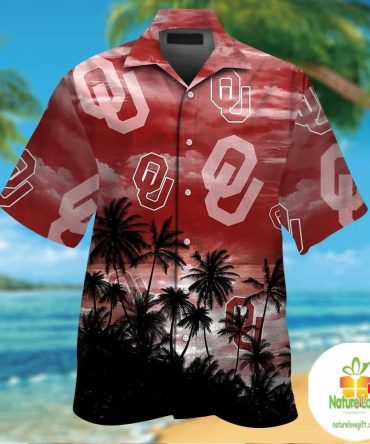 Oklahoma Sooners Short Sleeve Button Up Tropical Hawaiian Shirt