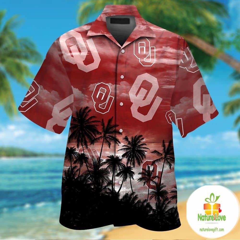 Oklahoma Sooners Short Sleeve Button Up Tropical Hawaiian Shirt