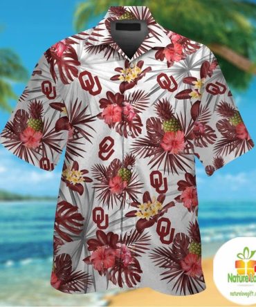 Oklahoma Sooners Hawaiian Shirt Tropical Aloha Button Up Ver033