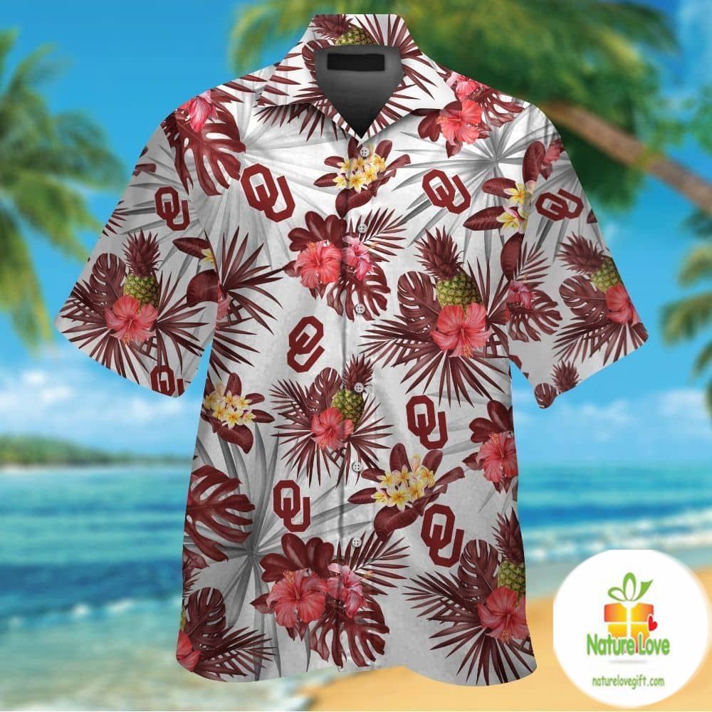 Oklahoma Sooners Hawaiian Shirt Tropical Aloha Button Up Ver033