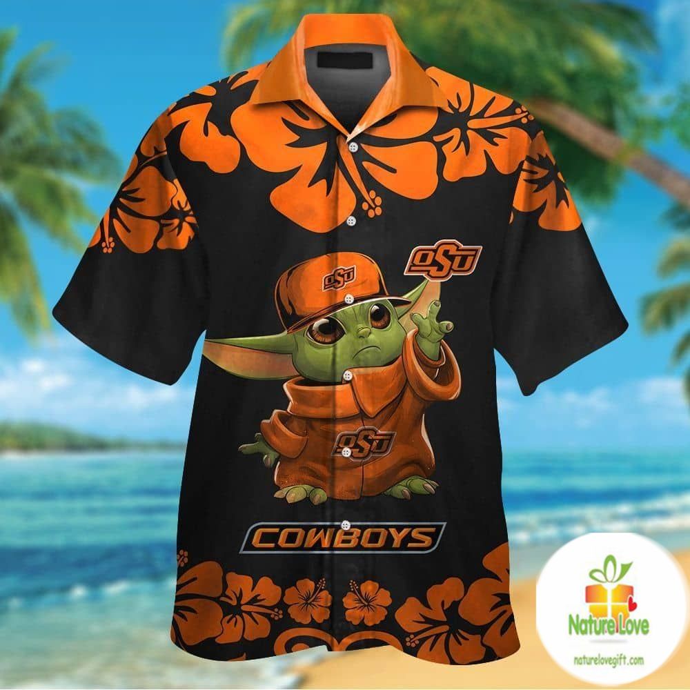 Oklahoma State Cowboys Baby Yoda Hawaiian Shirt