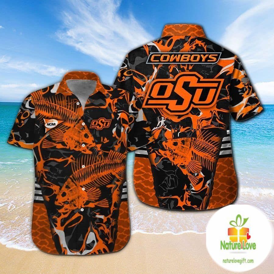 Oklahoma State Cowboys Hawaiian Shirt Fishing Short Sleeve Aloha Top