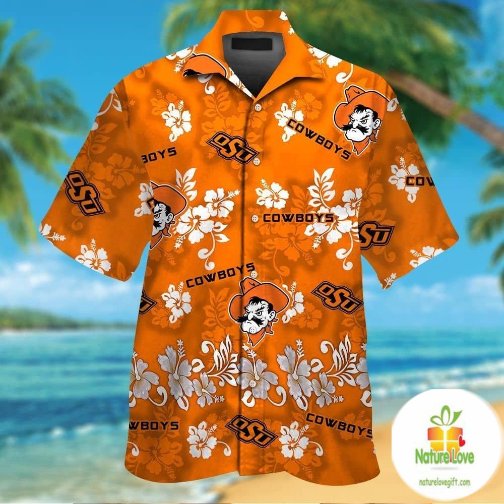 Oklahoma State Cowboys Short Sleeve Button Up Tropical Hawaiian Shirts