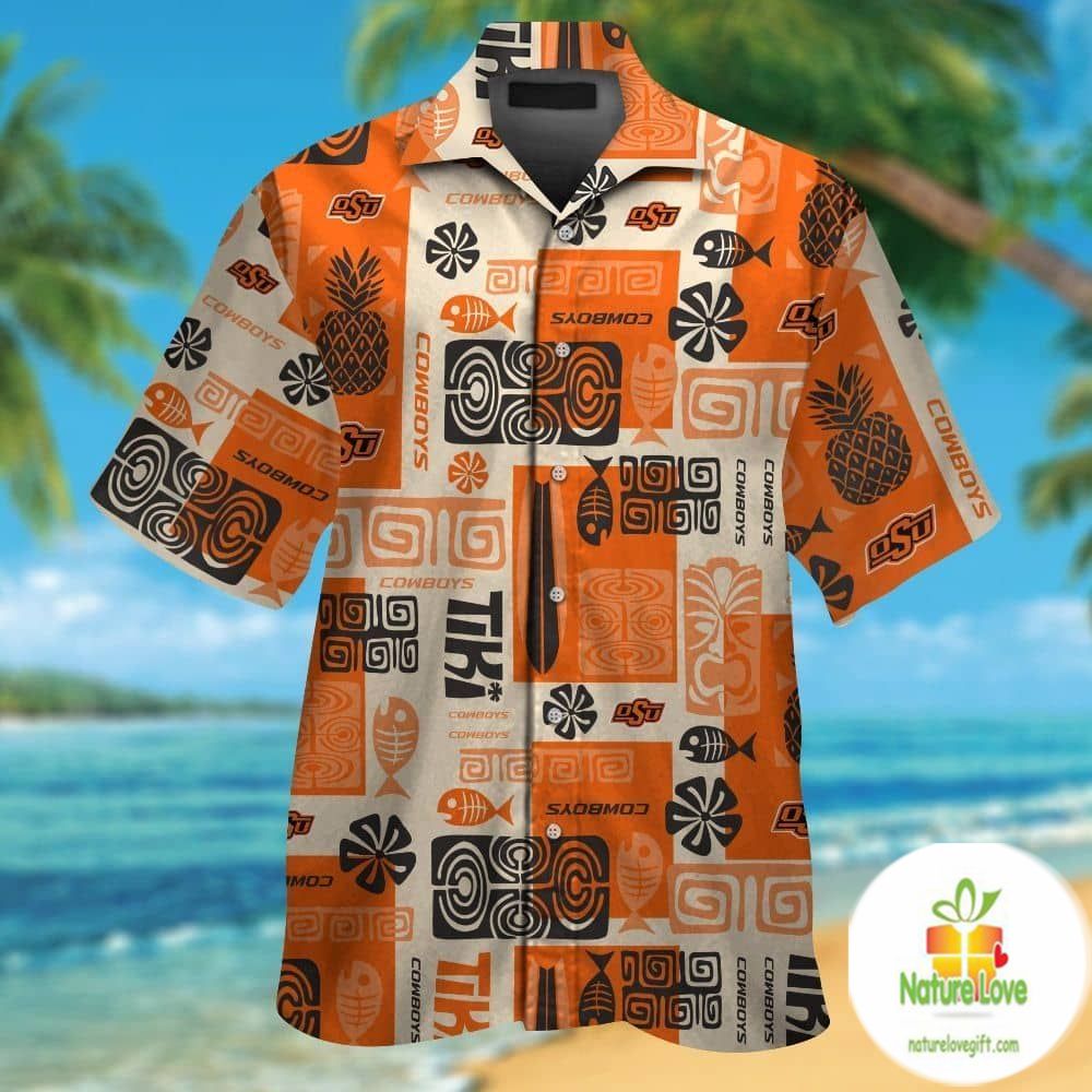 Oklahoma State Cowboys Hawaiian Shirt Tropical Aloha Button Up Ver05
