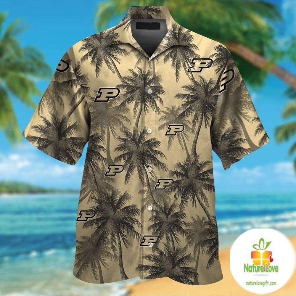 Purdue Boilermakers Hawaiian Shirt Tropical Short Sleeve Button Up