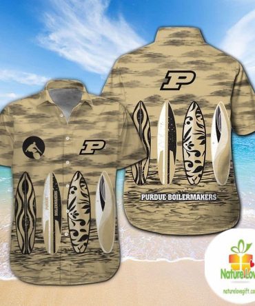 Purdue Boilermakers Short Sleeve Button Up Tropical Hawaiian Shirt