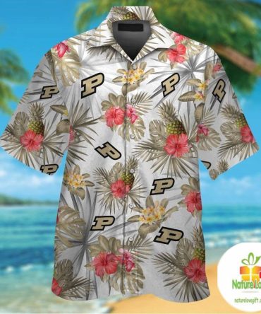 Purdue Boilermakers Hawaiian Shirt Tropical Aloha Button Up Ver05