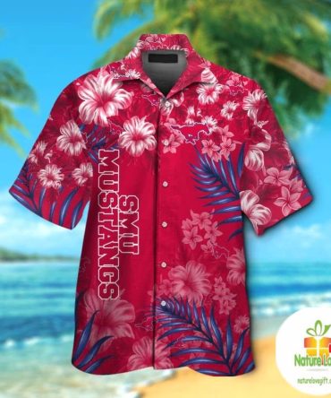Hawaiian Shirt Smu Mustangs Short Sleeve Tropical Aloha Button Up