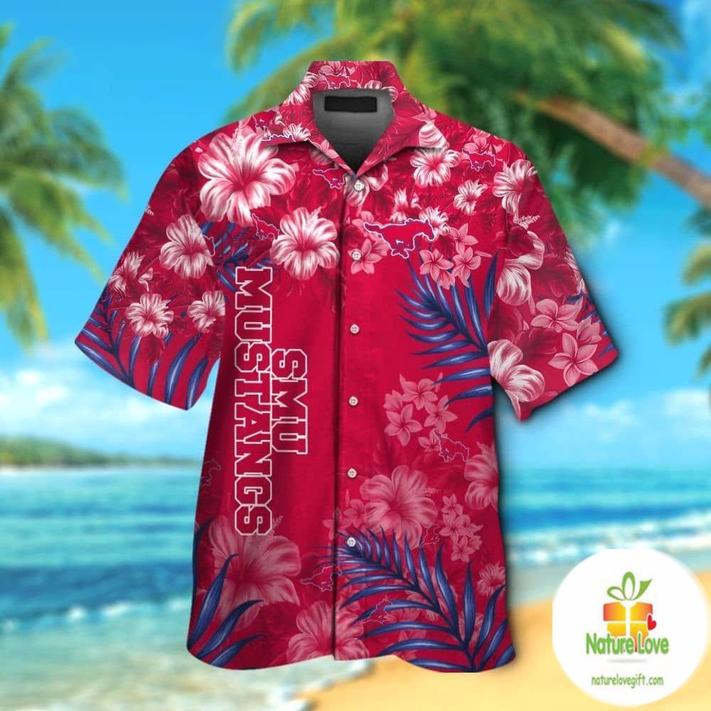 Hawaiian Shirt Smu Mustangs Short Sleeve Tropical Aloha Button Up