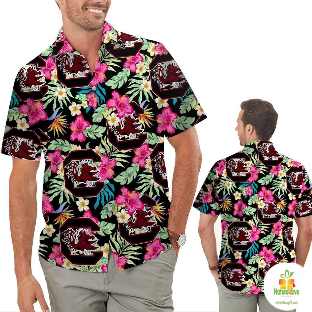 Hawaiian Shirt South Carolina Gamecocks Hibiscus Tropical Aloha